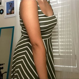 Green and white striped dress!